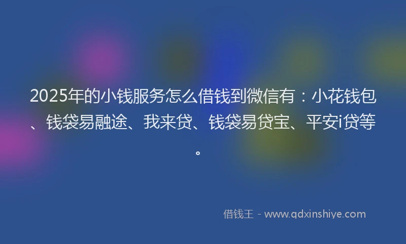 2025年的小钱服务怎么借钱到微信有：小花钱包、钱袋易融途、我来贷、钱袋易贷宝、平安i贷等。