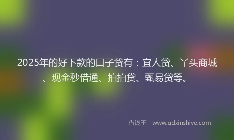 2025年的好下款的口子贷有：宜人贷、丫头商城、现金秒借通、拍拍贷、甄易贷等。