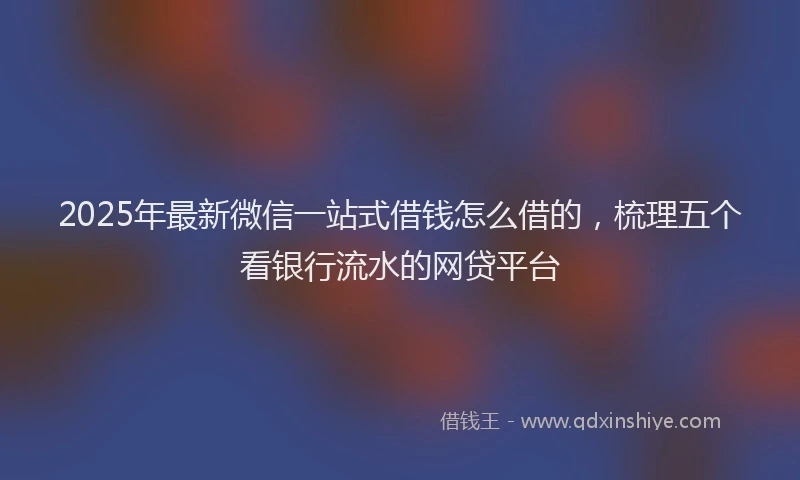 2025年最新微信一站式借钱怎么借的，梳理五个看银行流水的网贷平台