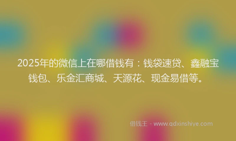 2025年的微信上在哪借钱有：钱袋速贷、鑫融宝钱包、乐金汇商城、天源花、现金易借等。
