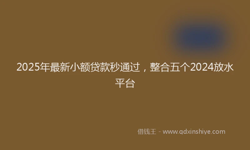2025年最新小额贷款秒通过，整合五个2024放水平台