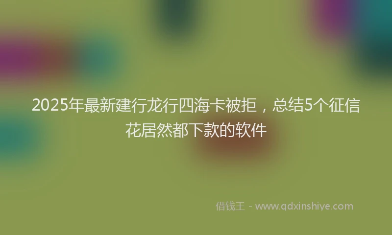2025年最新建行龙行四海卡被拒，总结5个征信花居然都下款的软件