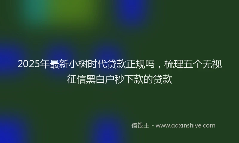 2025年最新小树时代贷款正规吗，梳理五个无视征信黑白户秒下款的贷款