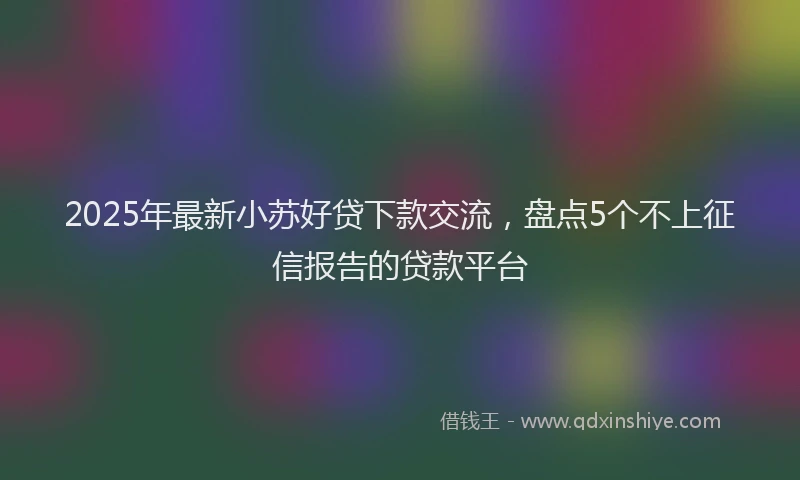 2025年最新小苏好贷下款交流，盘点5个不上征信报告的贷款平台