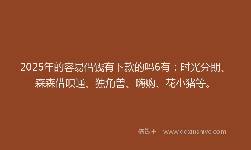 2025年的容易借钱有下款的吗6有：时光分期、森森借呗通、独角兽、嗨购、花小猪等。