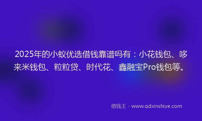 2025年的小蚁优选借钱靠谱吗有：小花钱包、哆来米钱包、粒粒贷、时代花、鑫融宝Pro钱包等。