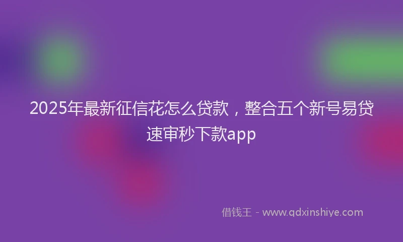 2025年最新征信花怎么贷款，整合五个新号易贷速审秒下款app