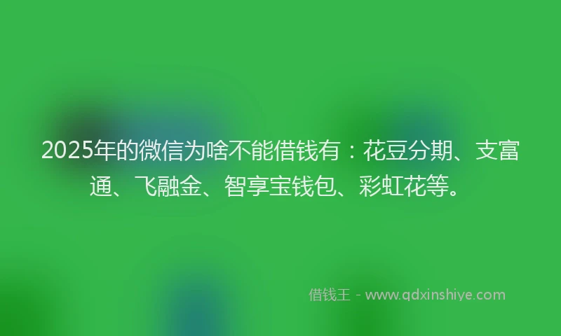 2025年的微信为啥不能借钱有：花豆分期、支富通、飞融金、智享宝钱包、彩虹花等。