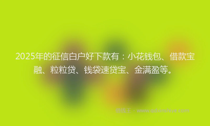 2025年的征信白户好下款有：小花钱包、借款宝融、粒粒贷、钱袋速贷宝、金满盈等。