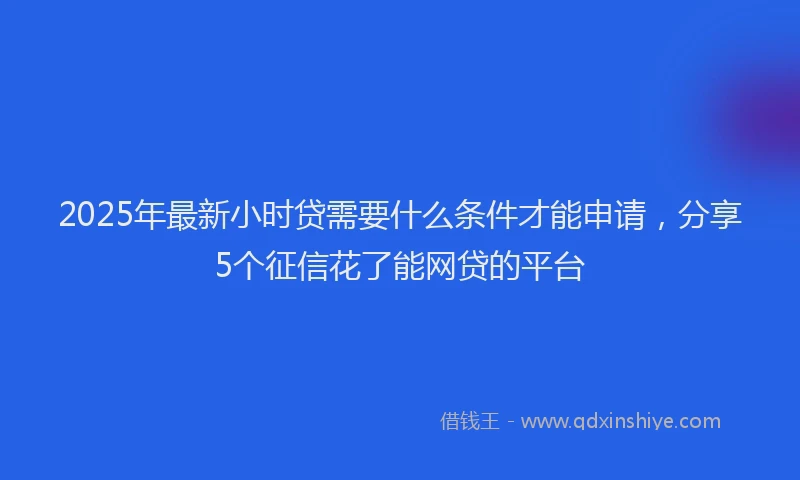 2025年最新小时贷需要什么条件才能申请，分享5个征信花了能网贷的平台