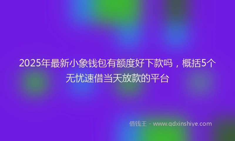2025年最新小象钱包有额度好下款吗，概括5个无忧速借当天放款的平台