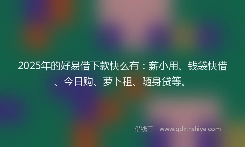2025年的好易借下款快么有：薪小用、钱袋快借、今日购、萝卜租、随身贷等。