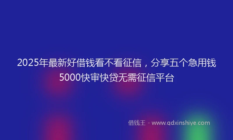 2025年最新好借钱看不看征信，分享五个急用钱5000快审快贷无需征信平台