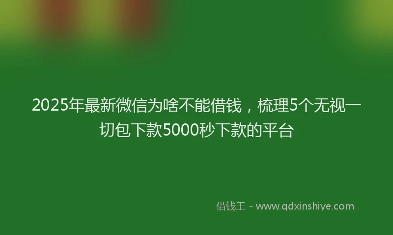 2025年最新微信为啥不能借钱，梳理5个无视一切包下款5000秒下款的平台