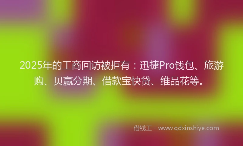 2025年的工商回访被拒有：迅捷Pro钱包、旅游购、贝赢分期、借款宝快贷、维品花等。