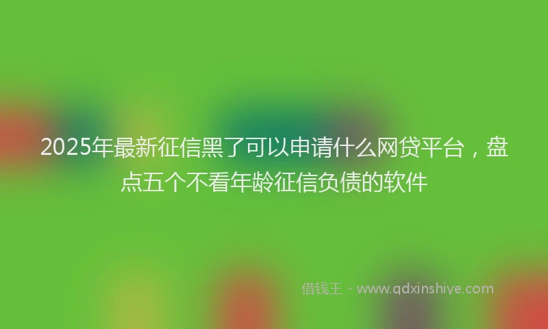 2025年最新征信黑了可以申请什么网贷平台，盘点五个不看年龄征信负债的软件