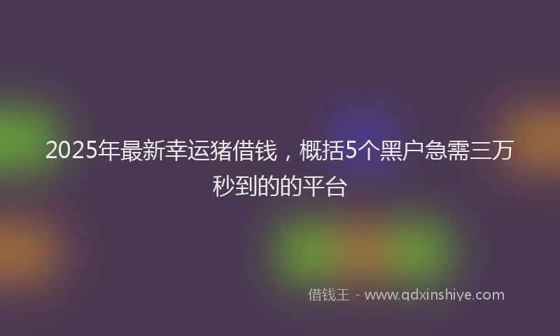 2025年最新幸运猪借钱，概括5个黑户急需三万秒到的的平台