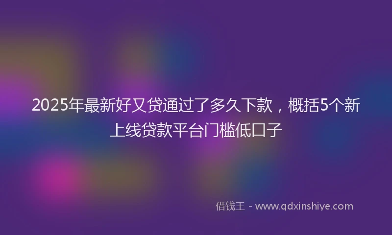 2025年最新好又贷通过了多久下款，概括5个新上线贷款平台门槛低口子