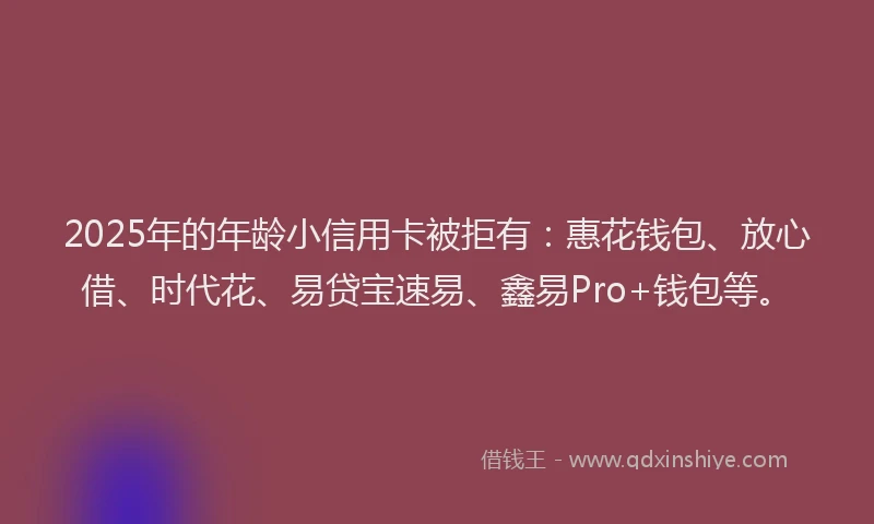 2025年的年龄小信用卡被拒有：惠花钱包、放心借、时代花、易贷宝速易、鑫易Pro+钱包等。