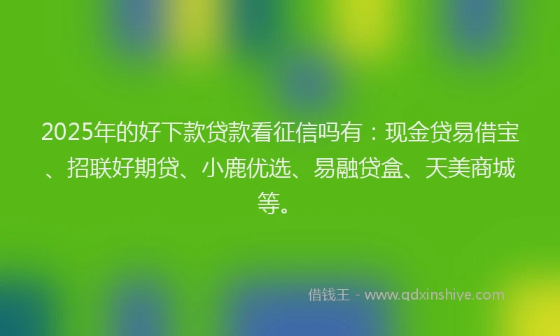 2025年的好下款贷款看征信吗有：现金贷易借宝、招联好期贷、小鹿优选、易融贷盒、天美商城等。