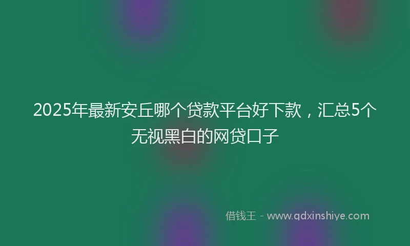 2025年最新安丘哪个贷款平台好下款，汇总5个无视黑白的网贷口子