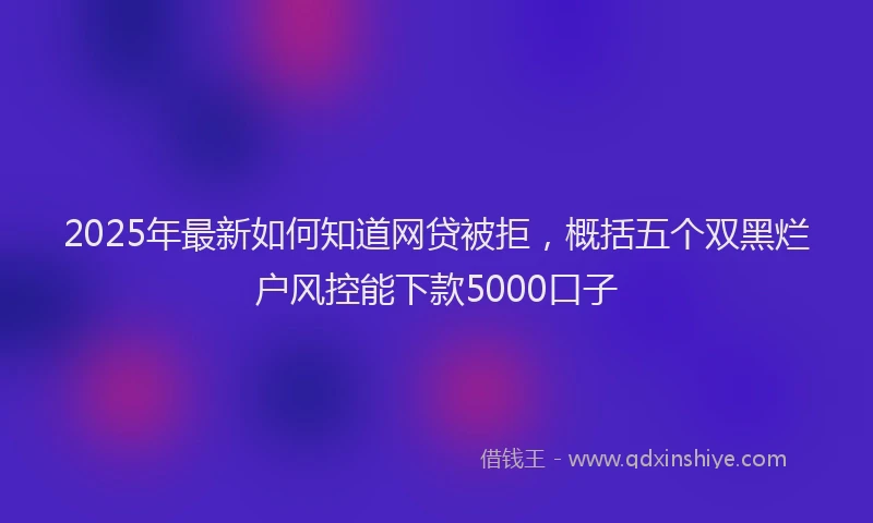 2025年最新如何知道网贷被拒，概括五个双黑烂户风控能下款5000口子