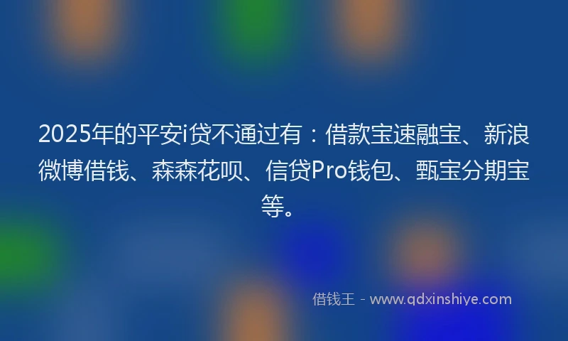 2025年的平安i贷不通过有：借款宝速融宝、新浪微博借钱、森森花呗、信贷Pro钱包、甄宝分期宝等。