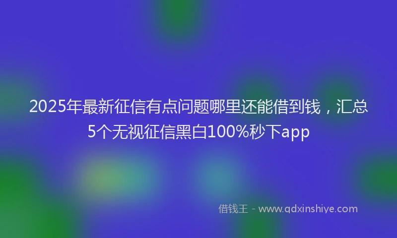 2025年最新征信有点问题哪里还能借到钱，汇总5个无视征信黑白100%秒下app