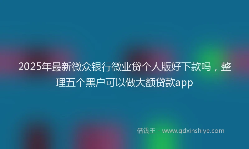 2025年最新微众银行微业贷个人版好下款吗，整理五个黑户可以做大额贷款app
