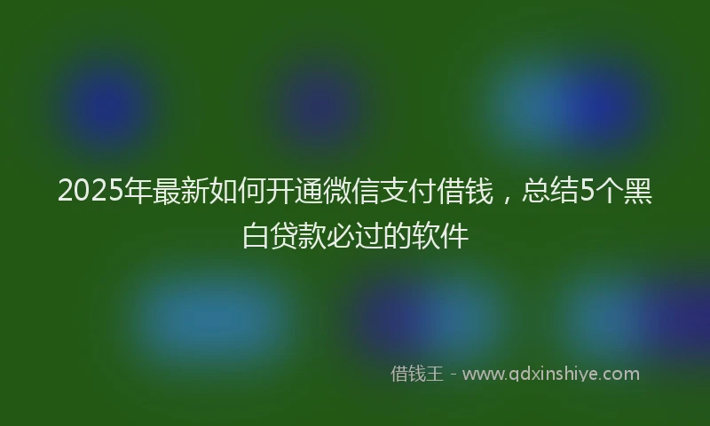2025年最新如何开通微信支付借钱，总结5个黑白贷款必过的软件