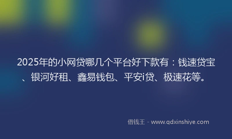2025年的小网贷哪几个平台好下款有：钱速贷宝、银河好租、鑫易钱包、平安i贷、极速花等。