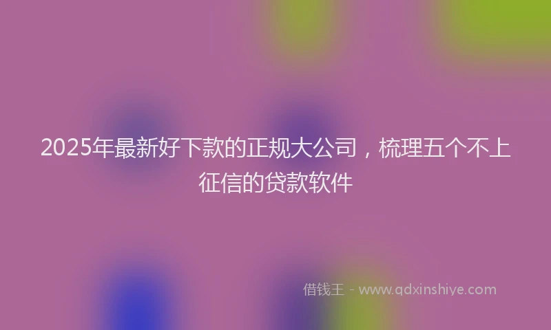 2025年最新好下款的正规大公司，梳理五个不上征信的贷款软件