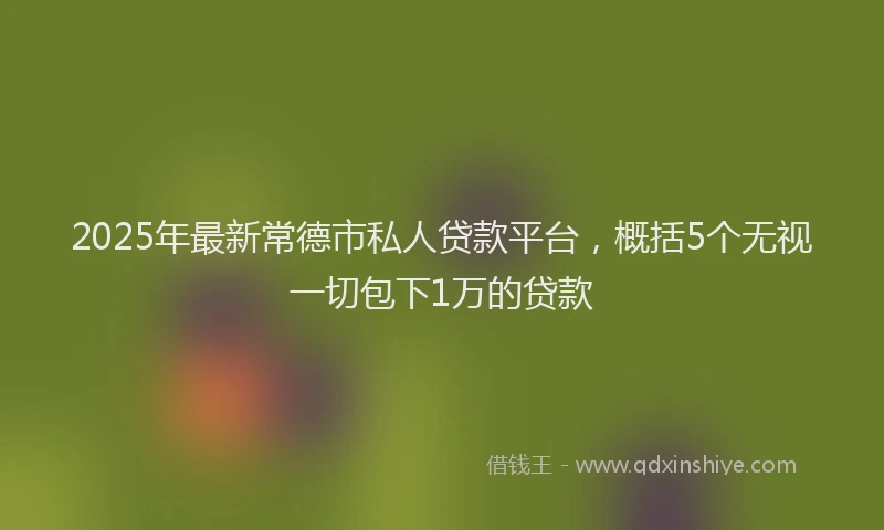 2025年最新常德市私人贷款平台，概括5个无视一切包下1万的贷款