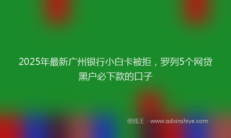 2025年最新广州银行小白卡被拒，罗列5个网贷黑户必下款的口子