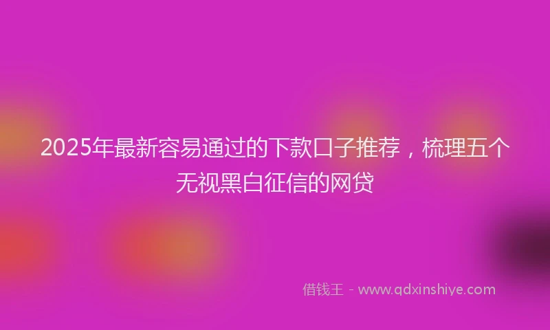 2025年最新容易通过的下款口子推荐，梳理五个无视黑白征信的网贷