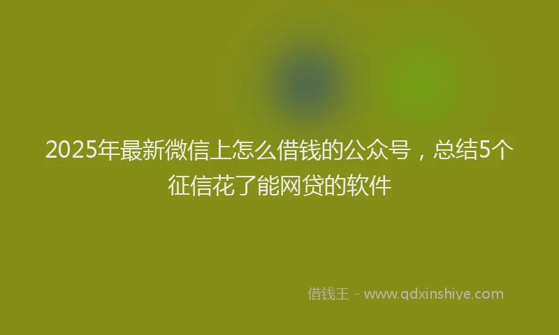 2025年最新微信上怎么借钱的公众号，总结5个征信花了能网贷的软件