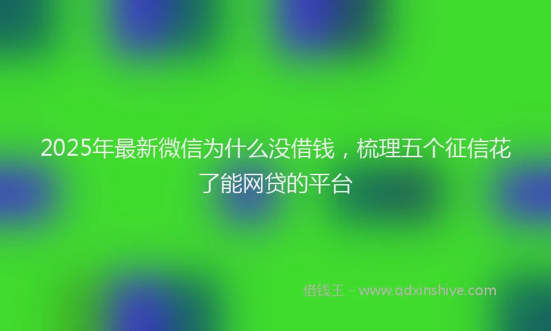 2025年最新微信为什么没借钱，梳理五个征信花了能网贷的平台