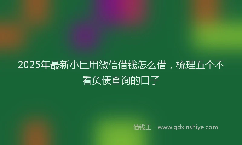 2025年最新小巨用微信借钱怎么借，梳理五个不看负债查询的口子