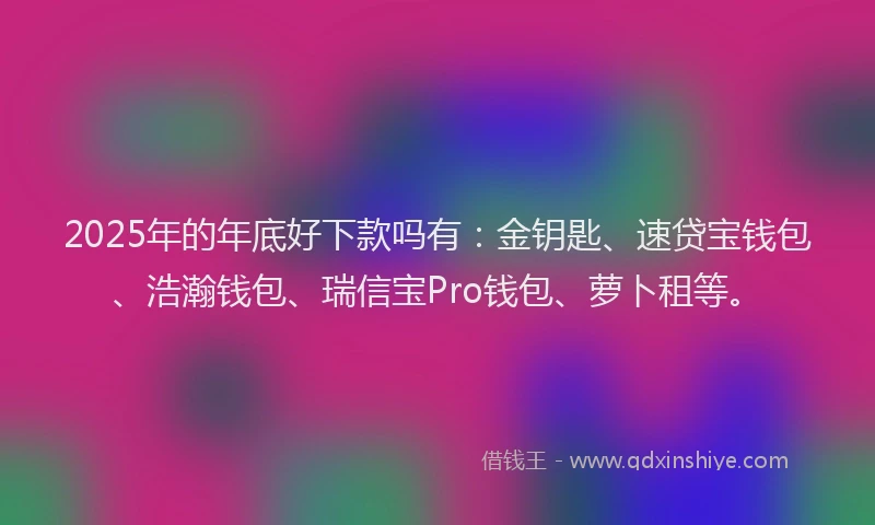 2025年的年底好下款吗有：金钥匙、速贷宝钱包、浩瀚钱包、瑞信宝Pro钱包、萝卜租等。