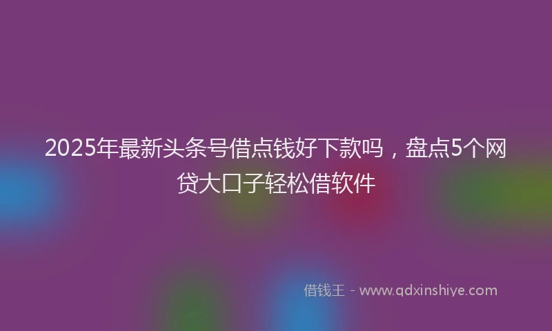 2025年最新头条号借点钱好下款吗，盘点5个网贷大口子轻松借软件