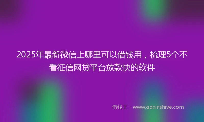 2025年最新微信上哪里可以借钱用，梳理5个不看征信网贷平台放款快的软件