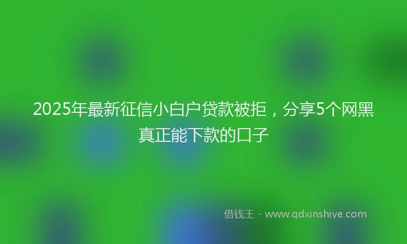 2025年最新征信小白户贷款被拒，分享5个网黑真正能下款的口子