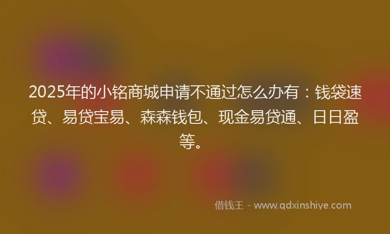 2025年的小铭商城申请不通过怎么办有：钱袋速贷、易贷宝易、森森钱包、现金易贷通、日日盈等。