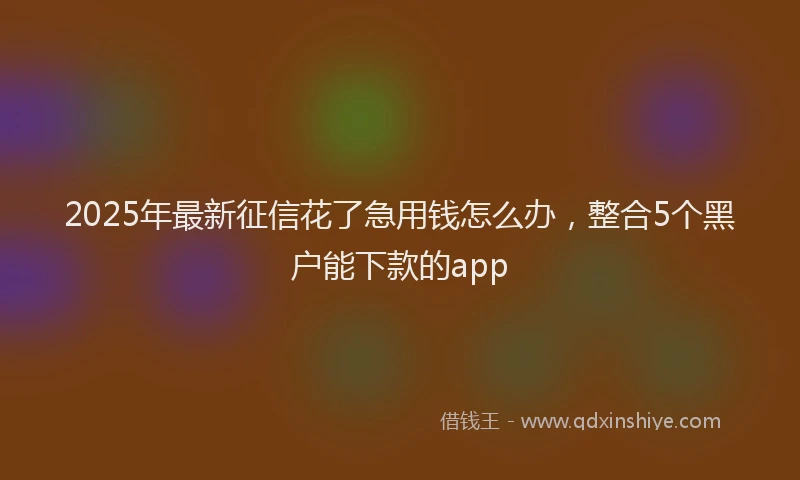 2025年最新征信花了急用钱怎么办，整合5个黑户能下款的app