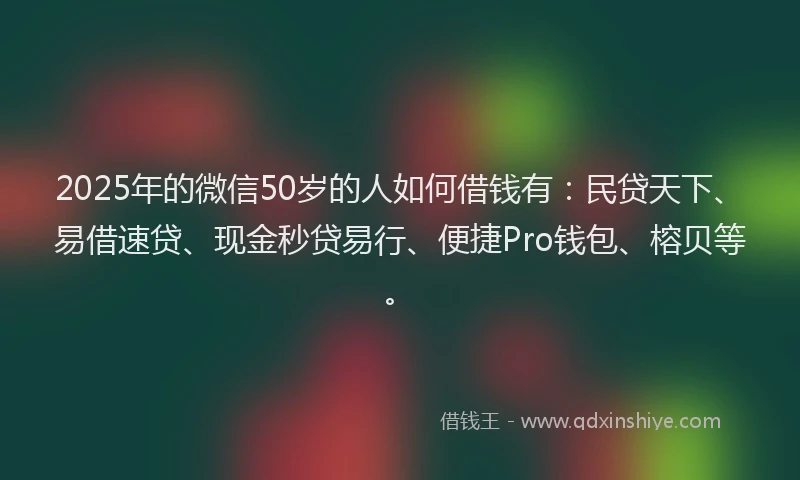 2025年的微信50岁的人如何借钱有：民贷天下、易借速贷、现金秒贷易行、便捷Pro钱包、榕贝等。