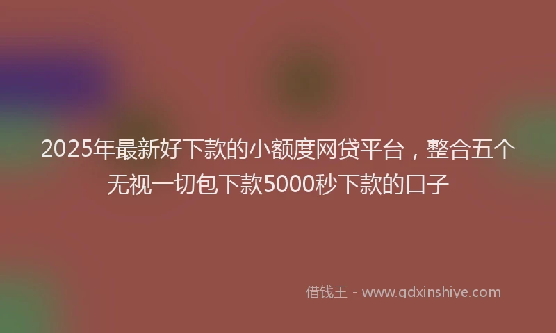 2025年最新好下款的小额度网贷平台，整合五个无视一切包下款5000秒下款的口子