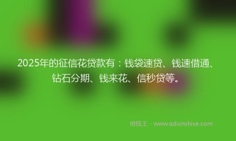 2025年的征信花贷款有：钱袋速贷、钱速借通、钻石分期、钱来花、信秒贷等。