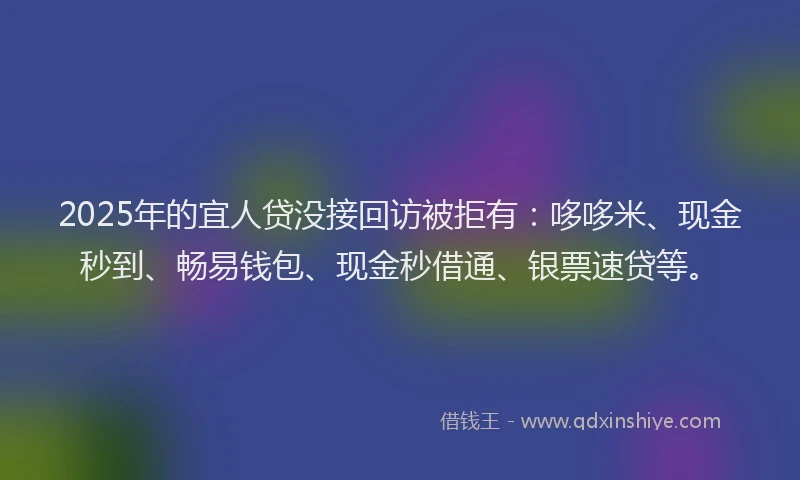2025年的宜人贷没接回访被拒有：哆哆米、现金秒到、畅易钱包、现金秒借通、银票速贷等。