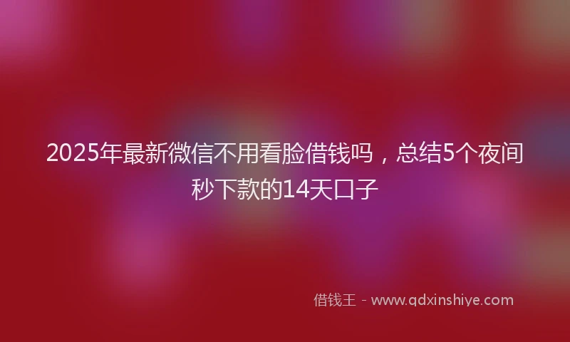 2025年最新微信不用看脸借钱吗，总结5个夜间秒下款的14天口子