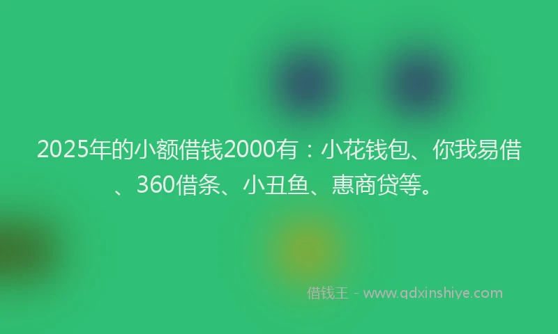 2025年的小额借钱2000有：小花钱包、你我易借、360借条、小丑鱼、惠商贷等。